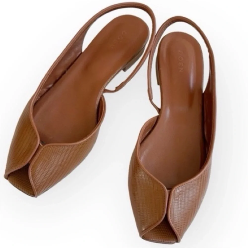 Doen Chloe Slingback in Oak Faux Lizard Leather Size 41 Euro - Picture 2 of 9